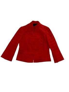 Carlisle Womens Red Textured Blazer Jacket Elegant Long Sleeve Lightweight Sz 6